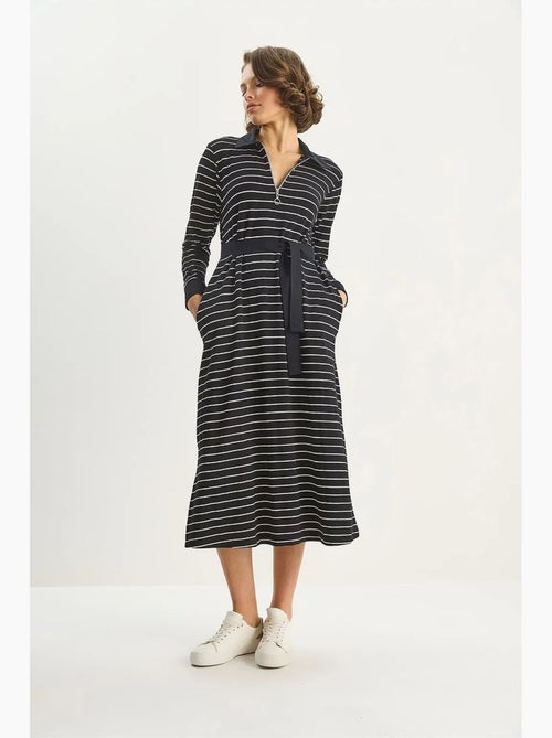 Abito midi a righe con colletto a camicia lucci - Kiabi Abito midi a righe con colletto a camicia lucci - Kiabi