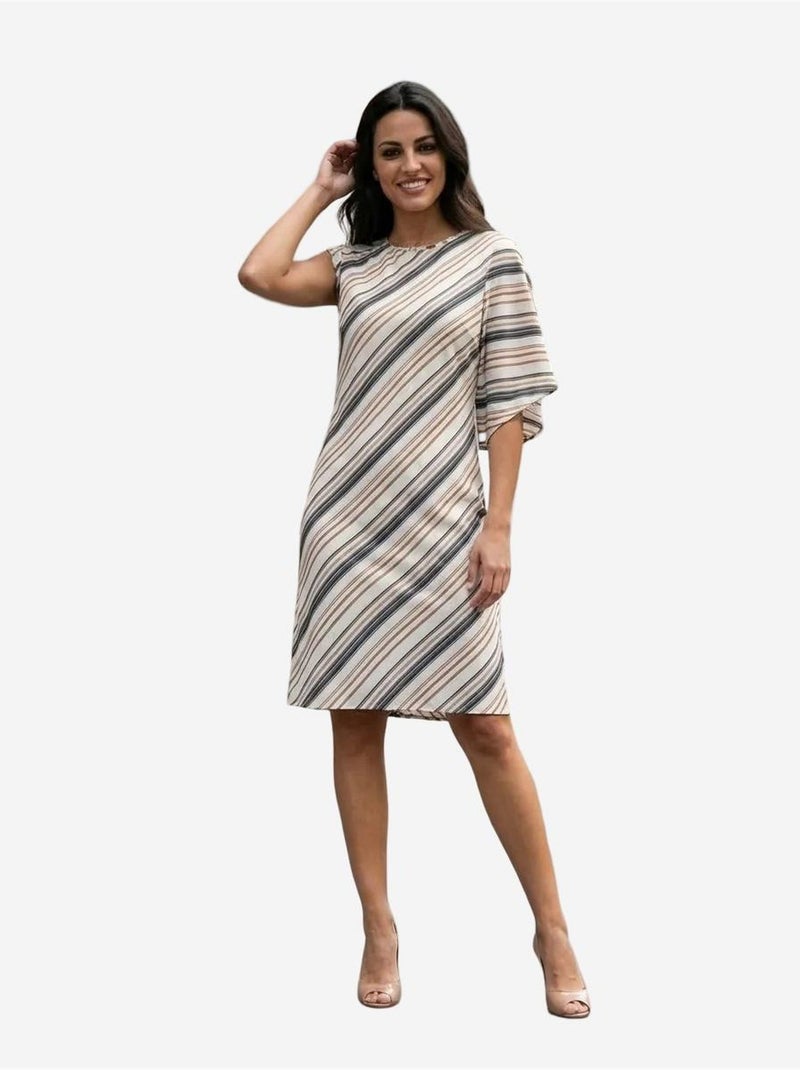 Abito midi a righe in lyocell my fashion Marrone chiaro - Kiabi