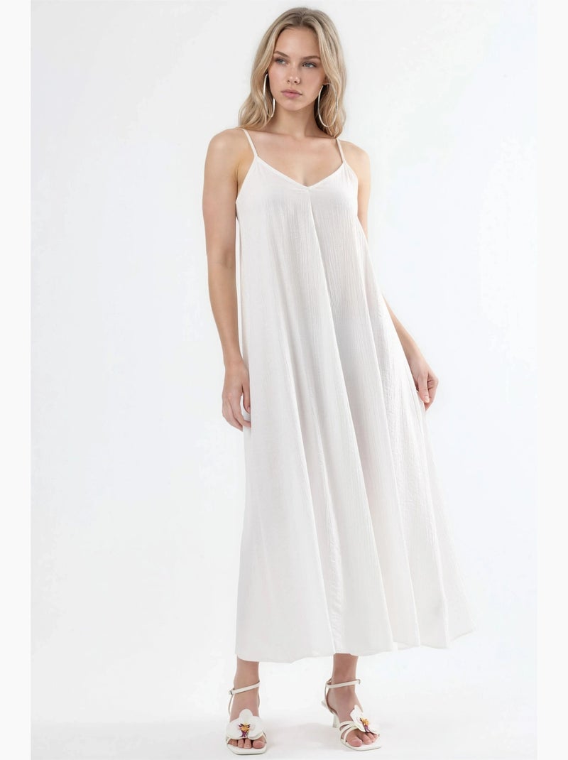 Abito midi a sottoveste con scollo a v busem Bianco - Kiabi