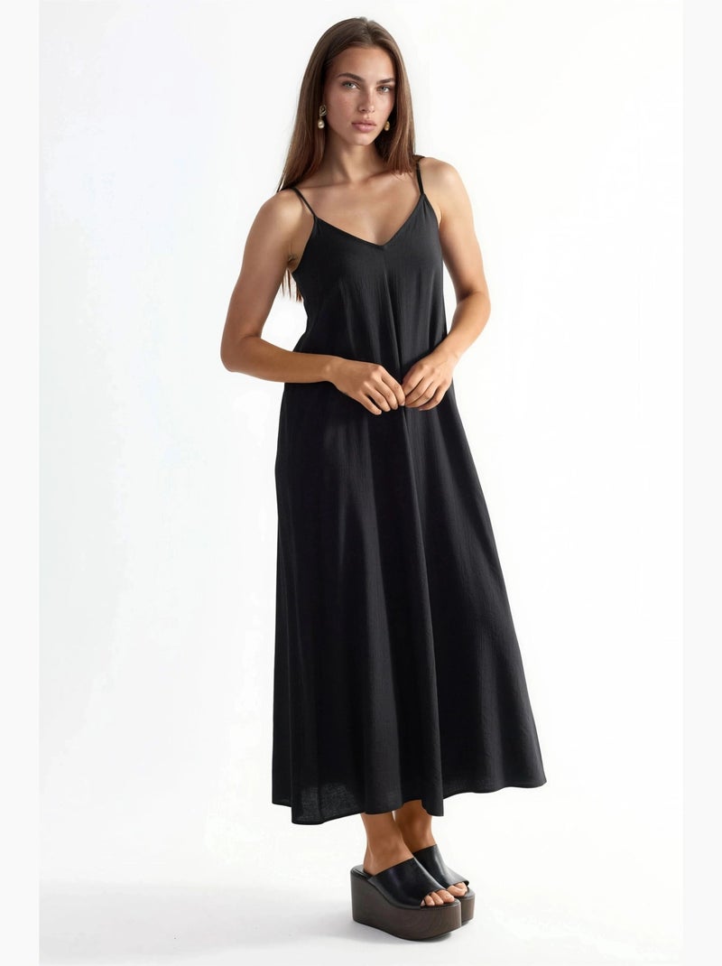 Abito midi a sottoveste con scollo a v busem Nero - Kiabi