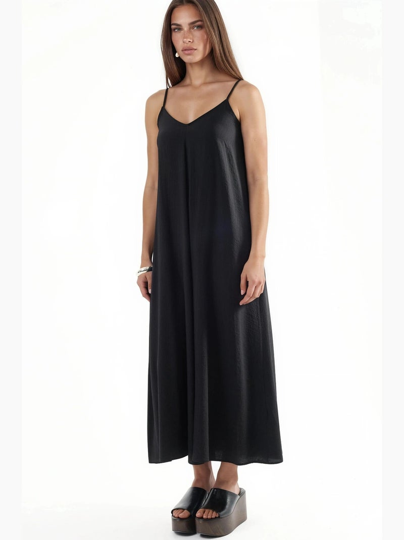 Abito midi a sottoveste con scollo a v busem Nero - Kiabi