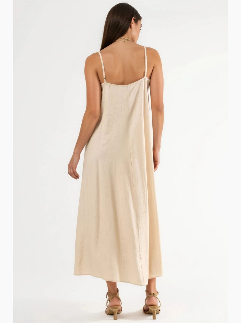 Abito midi a sottoveste con scollo a v busem Sabbia - Kiabi