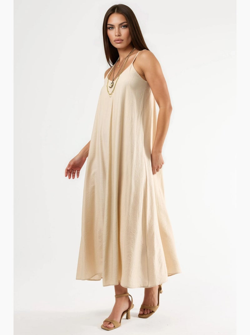 Abito midi a sottoveste con scollo a v busem Sabbia - Kiabi