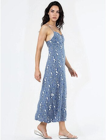 Abito midi a sottoveste floreale con scollo a cuore busem