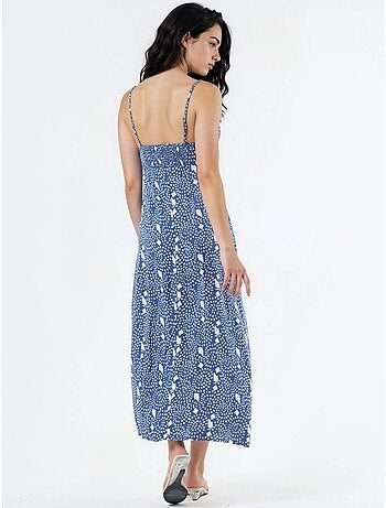 Abito midi a sottoveste floreale con scollo a cuore busem