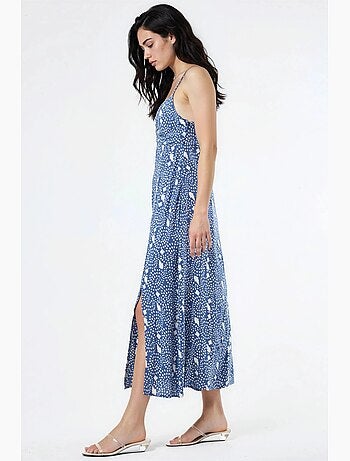 Abito midi a sottoveste floreale con scollo a cuore busem