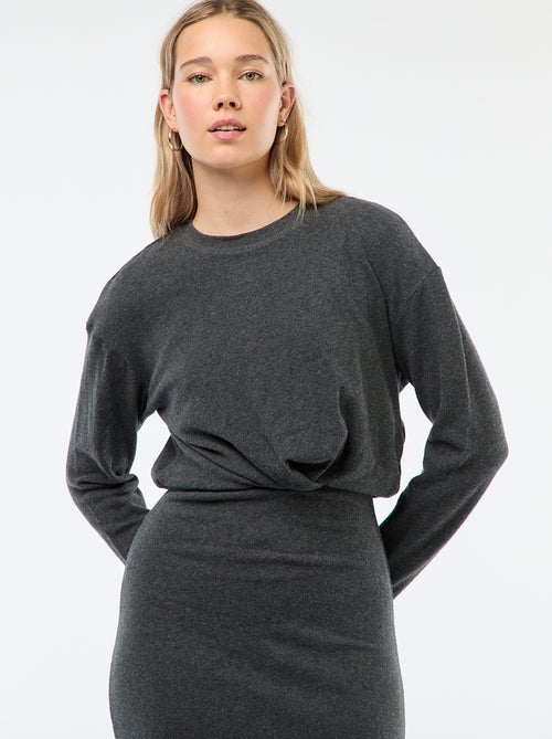 Abito midi a tinta unita a maniche lunghe - Kiabi