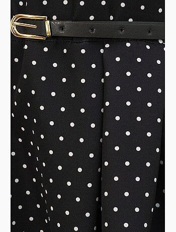 Abito midi a trapezio con pois e cintura bdart