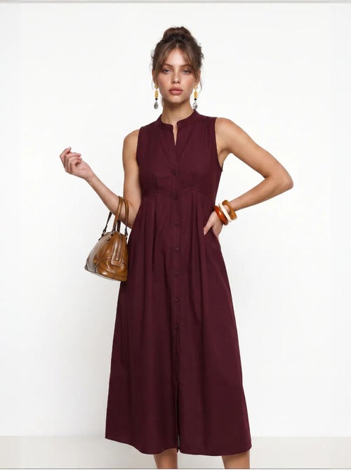 Abito midi a trapezio senza maniche con colletto alla coreana istanbul - Kiabi Abito midi a trapezio senza maniche con colletto alla coreana istanbul - Kiabi