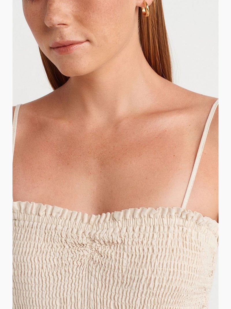 Abito midi a trapezio senza spalline dilvin Crema - Kiabi