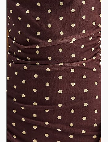 Abito midi aderente a pois con scollo ad anello lucci