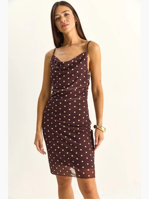 Abito midi aderente a pois con scollo ad anello lucci - Kiabi Abito midi aderente a pois con scollo ad anello lucci - Kiabi