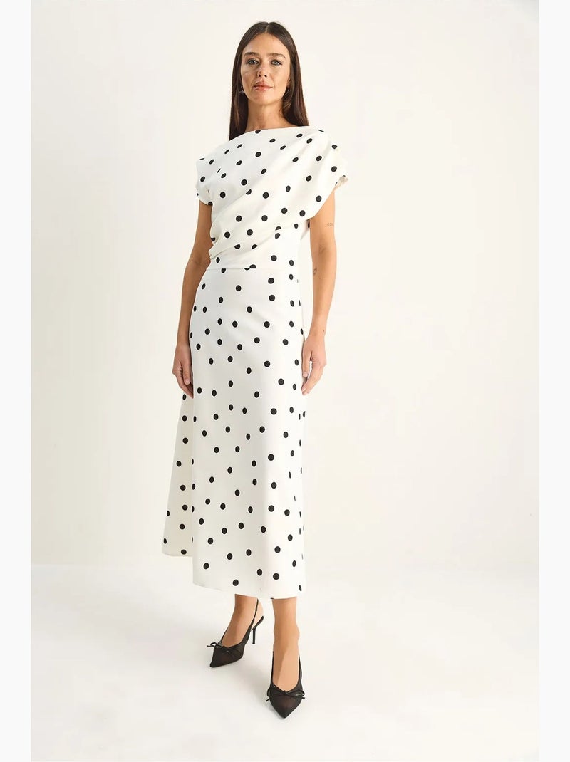 Abito midi aderente a pois lucci Bianco sporco - Kiabi