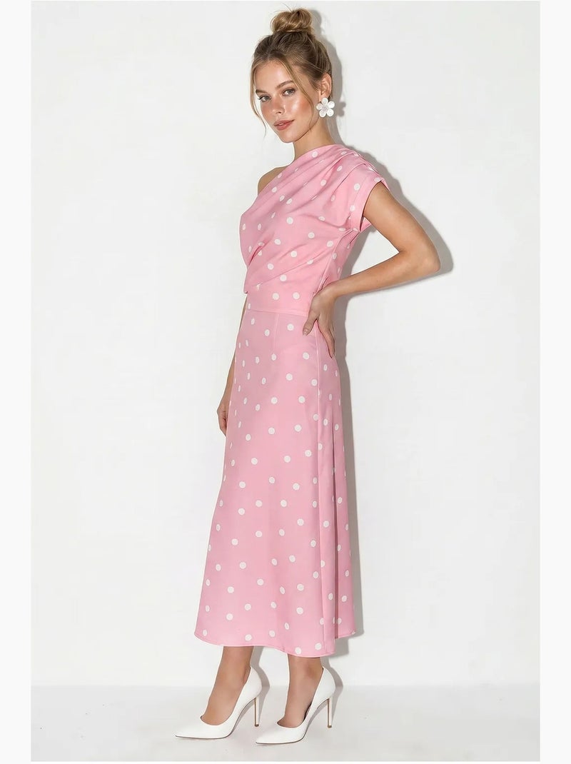 Abito midi aderente a pois lucci Rosa - Kiabi
