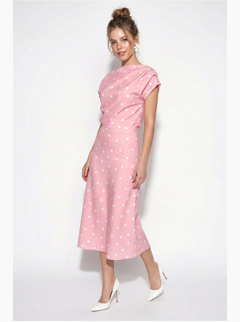 Abito midi aderente a pois lucci Rosa - Kiabi