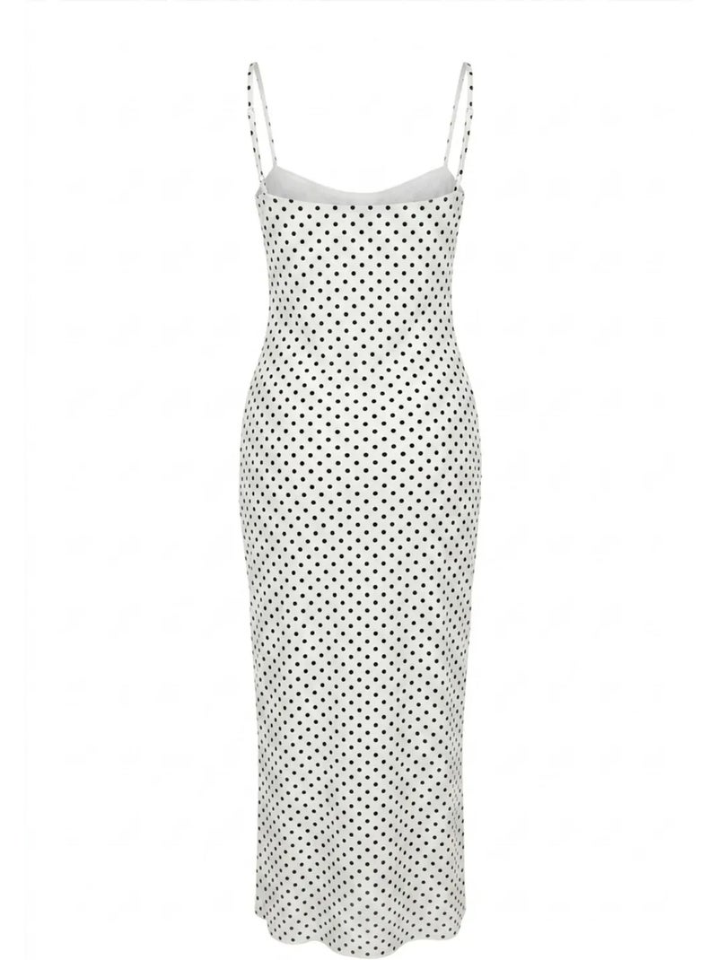 Abito midi aderente a pois senza spalline mixray Bianco - Kiabi