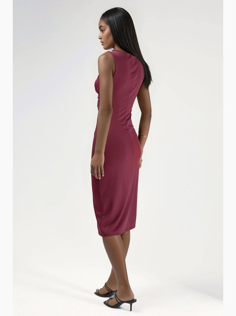 Abito midi aderente con arricciature hiccup Rosso bordeaux - Kiabi