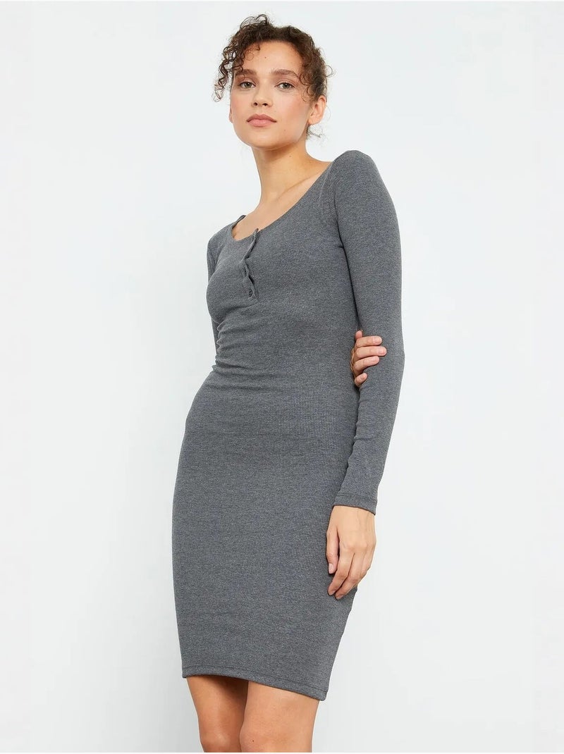 Abito midi aderente con girocollo tommy Grigio - Kiabi