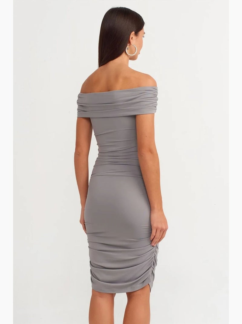 Abito midi aderente con scollo bardot dilvin Grigio - Kiabi