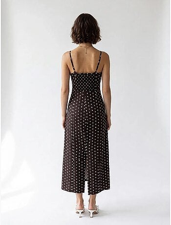 Abito midi aderente da donna a pois mixray