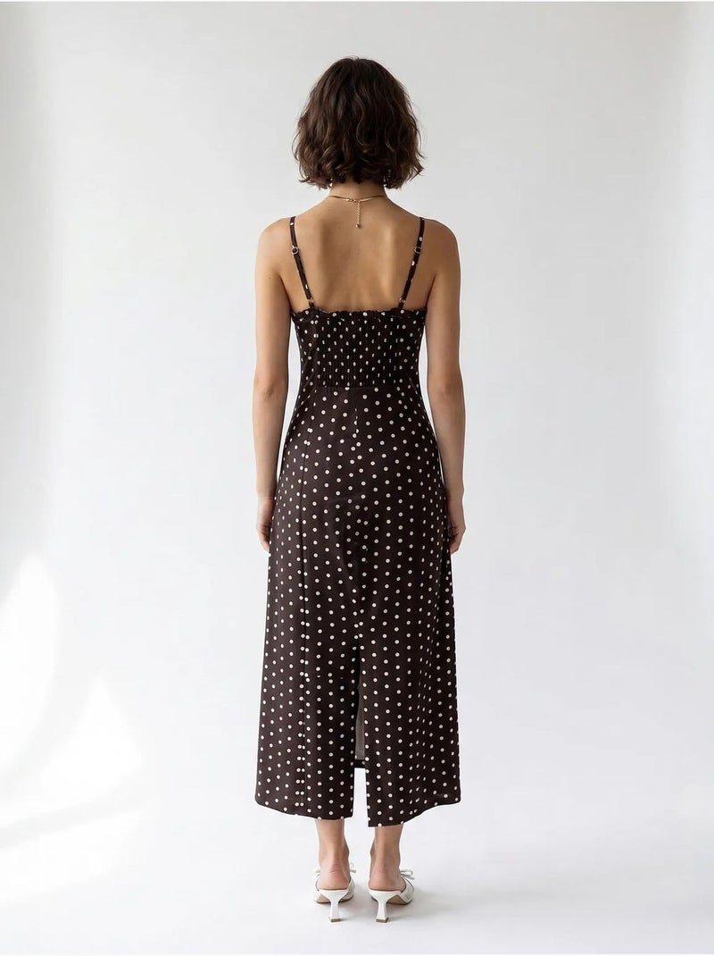 Abito midi aderente da donna a pois mixray Marrone cioccolato - Kiabi