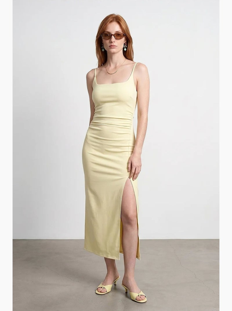 Abito midi aderente da donna senza maniche dilvin Giallo limone - Kiabi