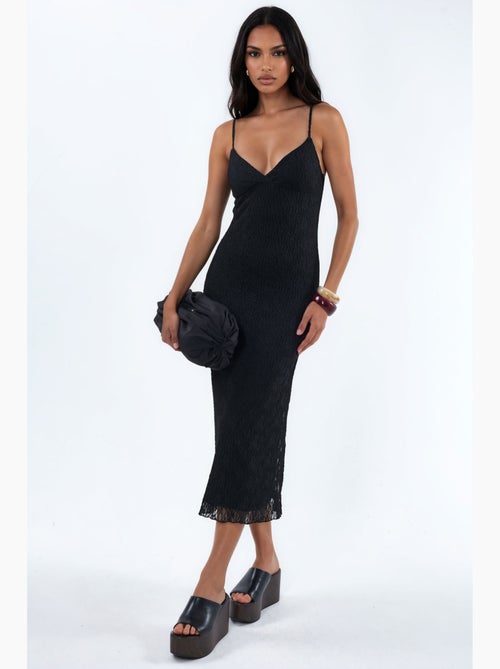 Abito midi aderente in pizzo con scollo a v hiccup - Kiabi Abito midi aderente in pizzo con scollo a v hiccup - Kiabi