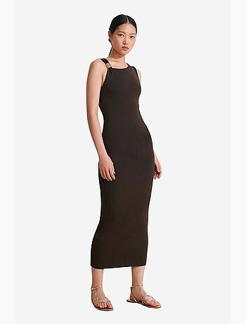 Abito midi aderente senza maniche con dettaglio accessorio dilvin
