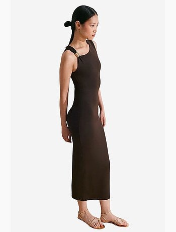 Abito midi aderente senza maniche con dettaglio accessorio dilvin