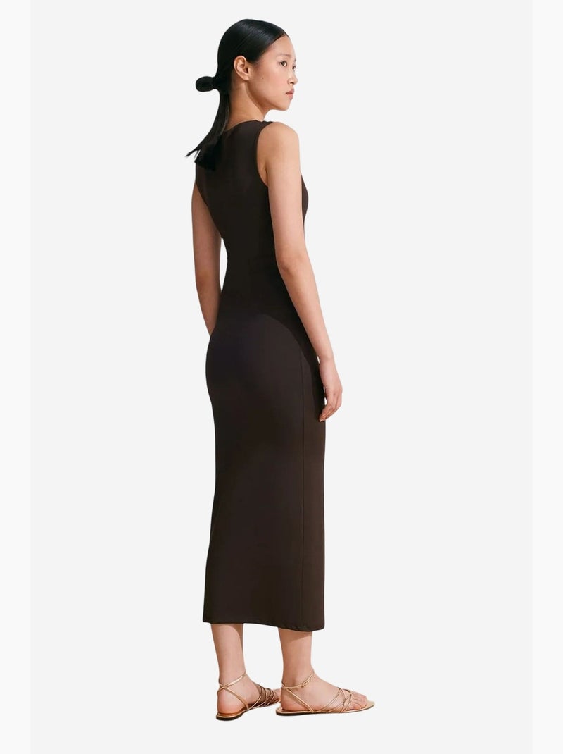 Abito midi aderente senza maniche con dettaglio accessorio dilvin Marrone cioccolato - Kiabi