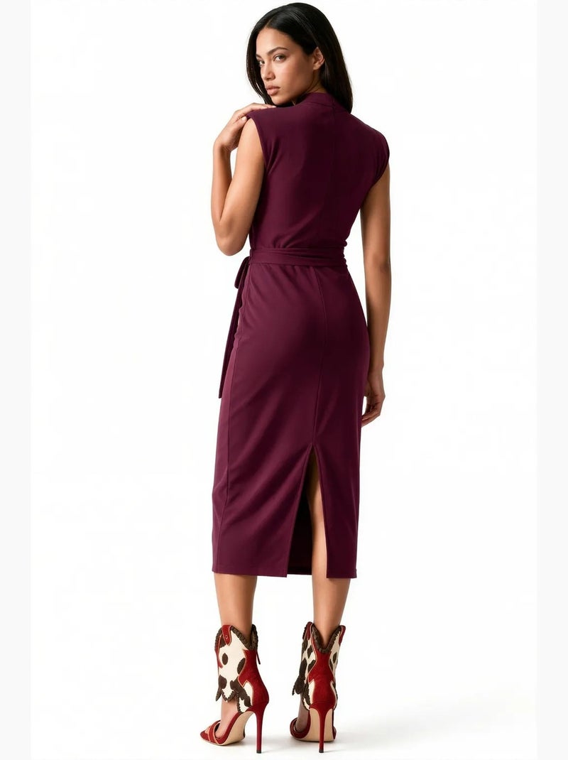 Abito midi aderente senza maniche con dettaglio annodato busem Rosso bordeaux - Kiabi