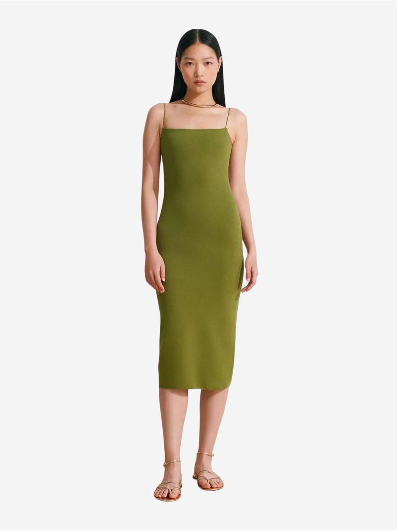 Abito midi aderente senza maniche con dettaglio cut-out dilvin Verde kaki - Kiabi