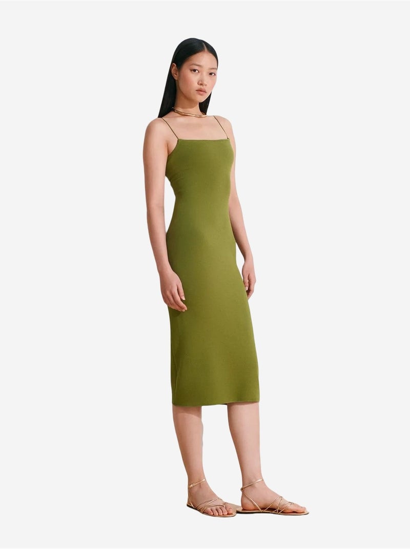 Abito midi aderente senza maniche con dettaglio cut-out dilvin Verde kaki - Kiabi