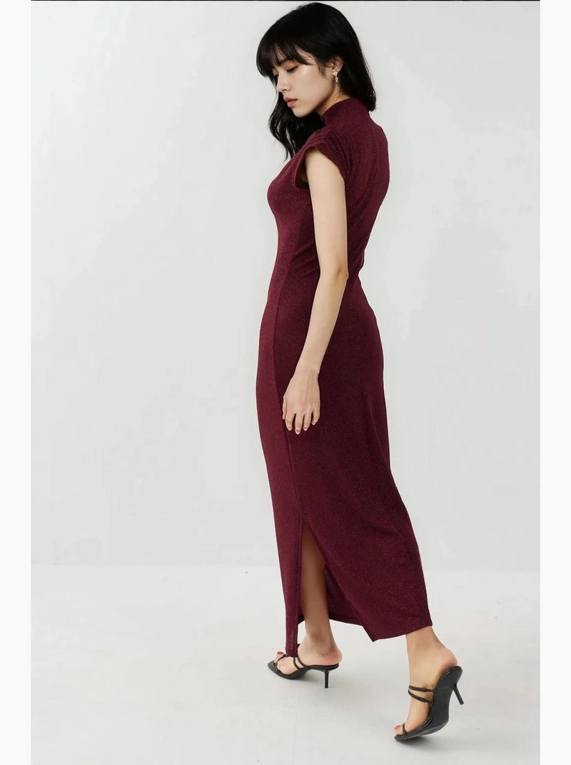 Abito midi aderente senza maniche con scollo rotondo e chiusura con cerniera hiccup Rosso bordeaux - Kiabi