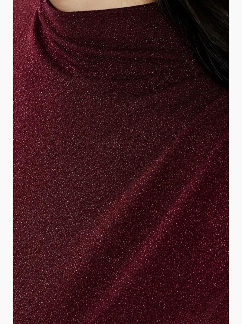 Abito midi aderente senza maniche con scollo rotondo e chiusura con cerniera hiccup Rosso bordeaux - Kiabi