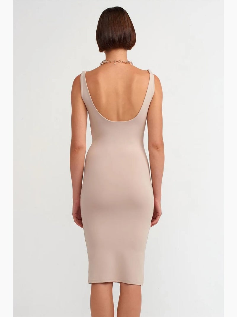 Abito midi aderente senza maniche dilvin Beige argilla - Kiabi