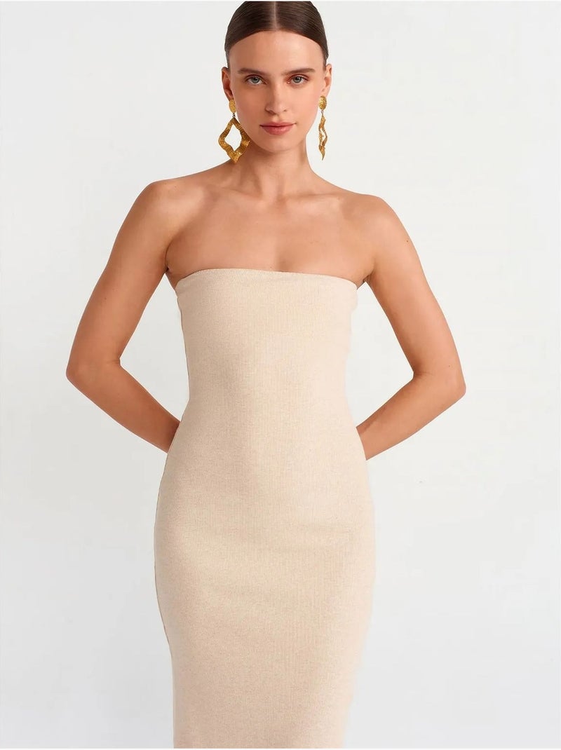 Abito midi aderente senza spalline dilvin Beige argilla - Kiabi