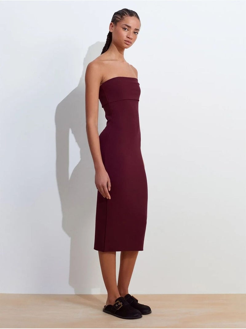Abito midi aderente senza spalline dilvin Rosso bordeaux - Kiabi