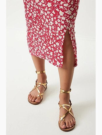 Abito midi bodycon a coste floreale con spacco istanbul
