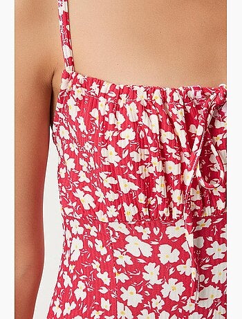 Abito midi bodycon a coste floreale con spacco istanbul