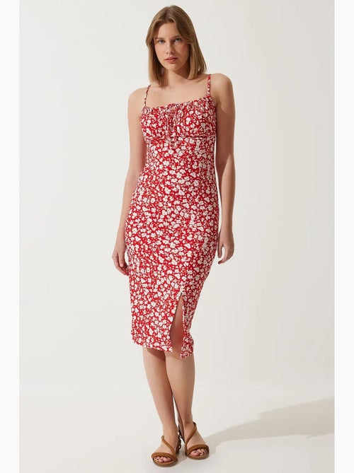 Abito midi bodycon a coste floreale con spacco istanbul - Kiabi Abito midi bodycon a coste floreale con spacco istanbul - Kiabi