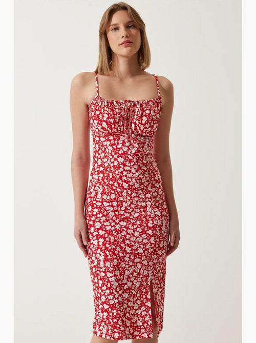 Abito midi bodycon a coste floreale con spacco istanbul - Kiabi Abito midi bodycon a coste floreale con spacco istanbul - Kiabi