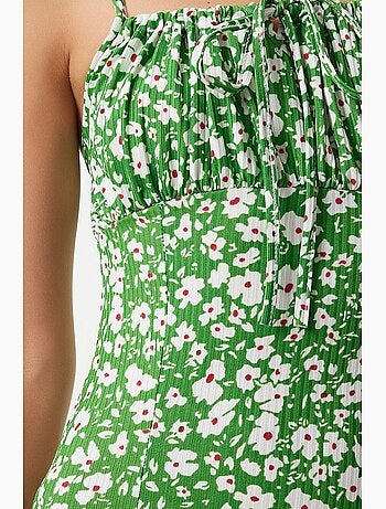 Abito midi bodycon a coste floreale con spacco istanbul