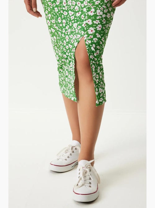 Abito midi bodycon a coste floreale con spacco istanbul - Kiabi