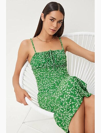 Abito midi bodycon a coste floreale con spacco istanbul