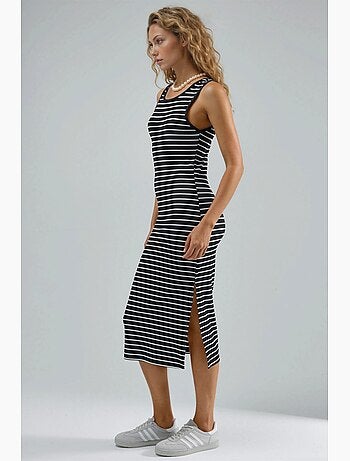 Abito midi bodycon a righe con girocollo hiccup