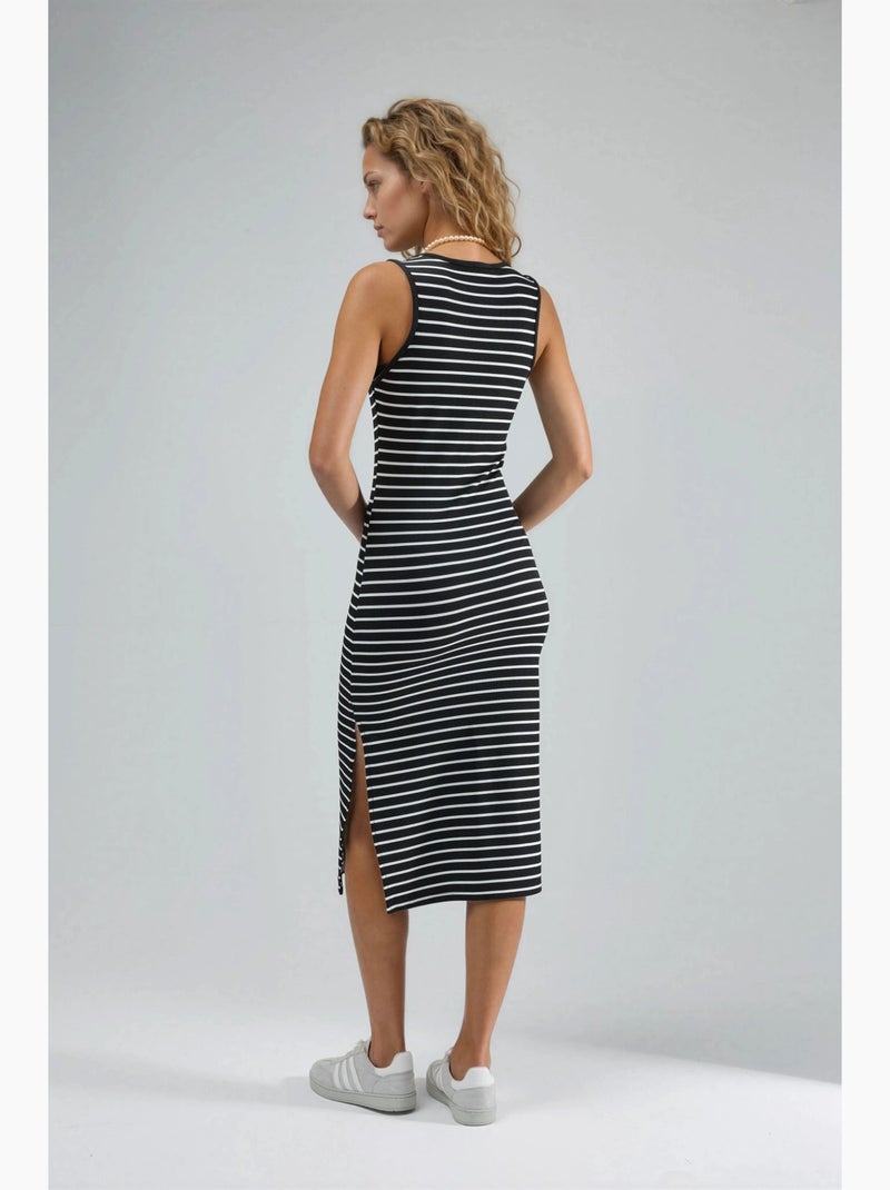 Abito midi bodycon a righe con girocollo hiccup Nero Bianco - Kiabi
