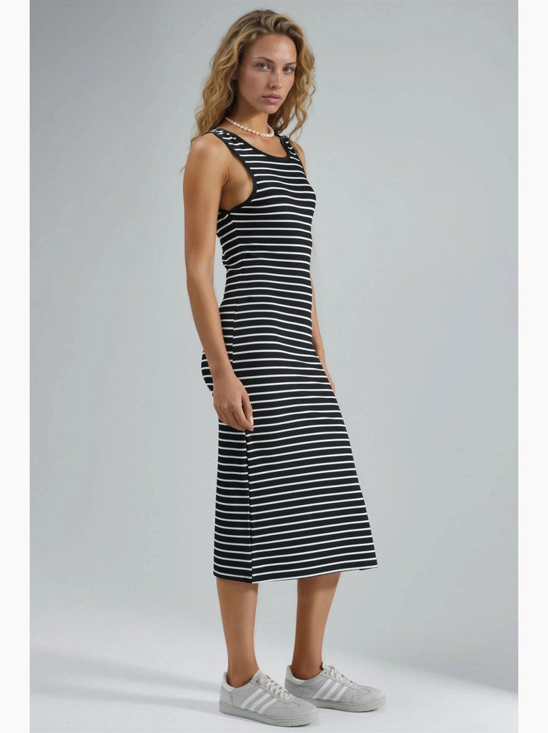 Abito midi bodycon a righe con girocollo hiccup Nero Bianco - Kiabi