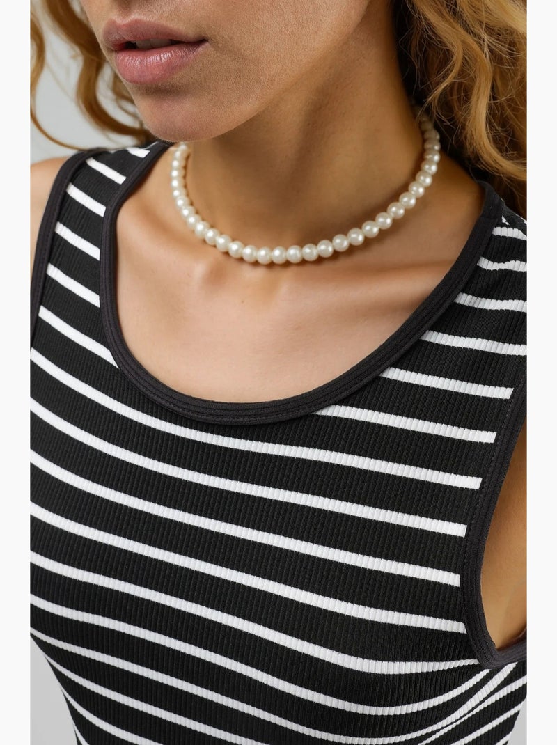 Abito midi bodycon a righe con girocollo hiccup Nero Bianco - Kiabi