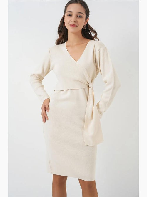 Abito midi bodycon con scollo a v e chiusura con laccetto bdart - Kiabi
